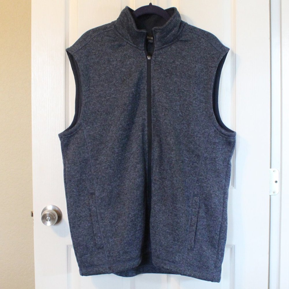 Eddie Bauer Navy Fleece Zipped Vest - XL